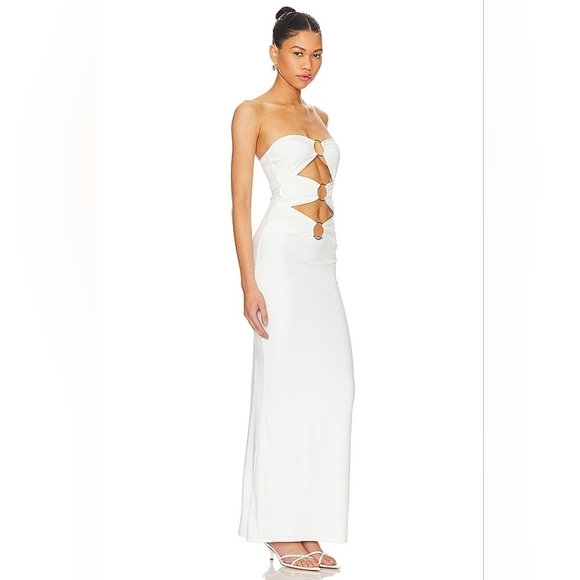 $80 NWT SUPERDOWN Luciana Maxi Dress White Medium - Picture 2 of 4